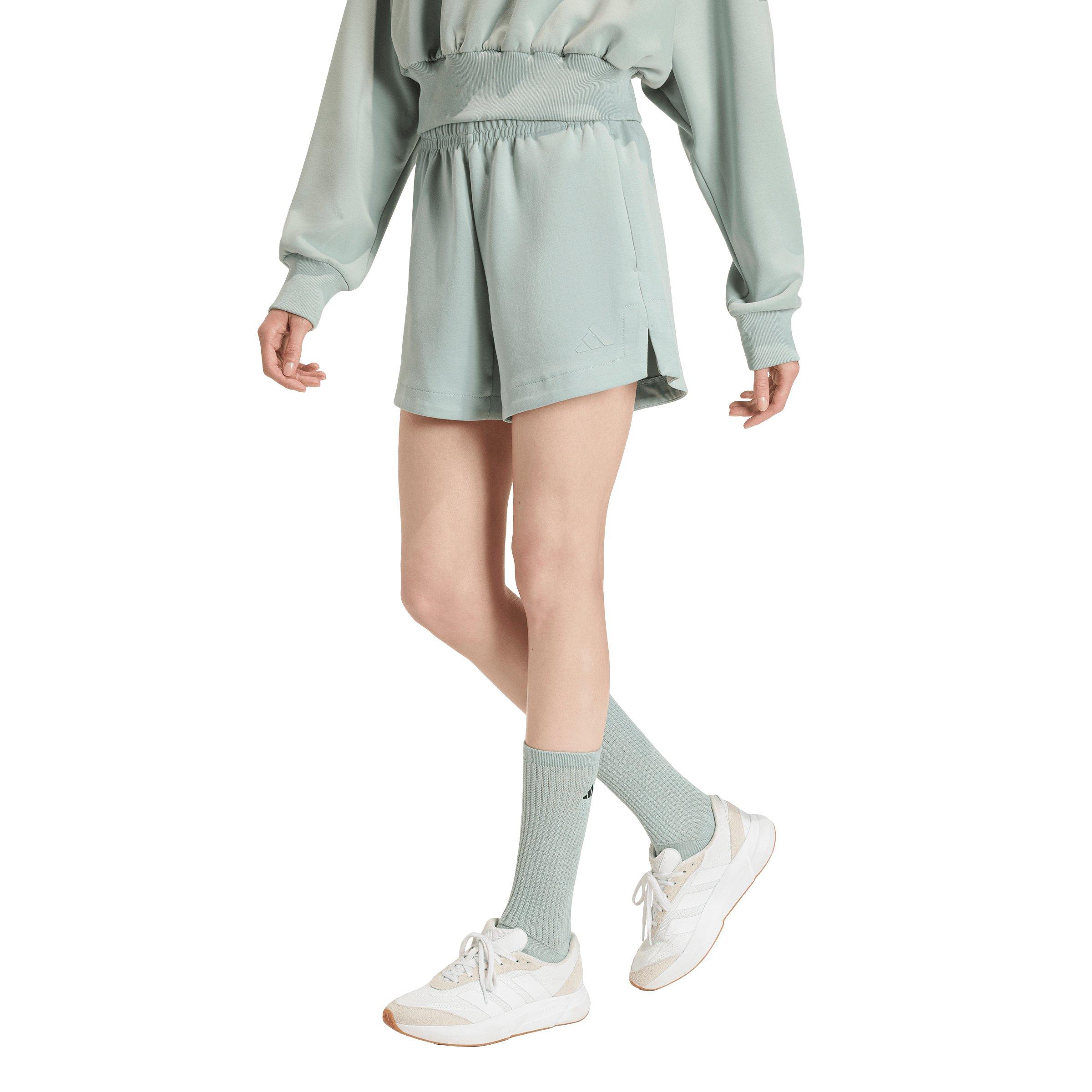 adidas Women's Soft Lux Loose Shorts - Sage Green - SAGE GREEN